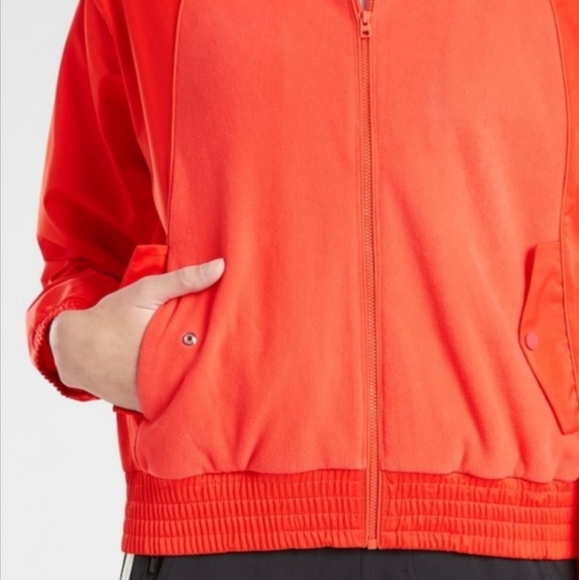 Athleta Zion Microfleece Long Sleeve Orange Bomber Jacket Size Extra Small - Picture 4 of 13